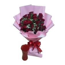 24 Red Roses with Premium Vase