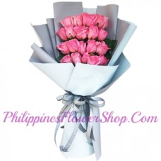 Deep Memory 24 Pink Roses Bouquet