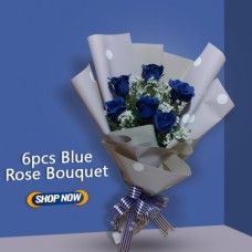 6 Pcs Blue Rose Bouquet