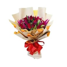 One Dozen Red Rose In Bouquet