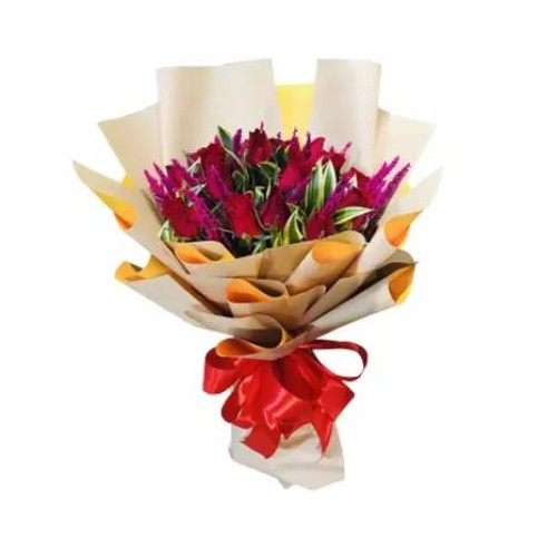 One Dozen Red Rose In Bouquet