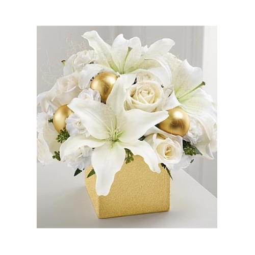 4 Roses, 3 Asiatic lilies and 10 miniature carnations#28