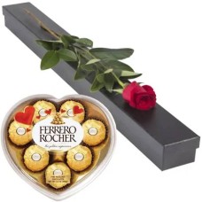 Single Rose in Box With Heart Shaped Chocolate #30