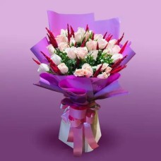 Blushing Beauty: 24 Soft Pink Rose Bouquet