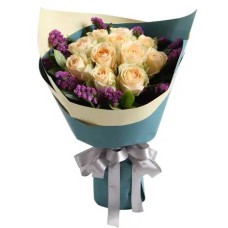 Lovely 12 Peach Roses Bouquet
