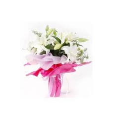 3 Stem White Lilies in a Bouquet