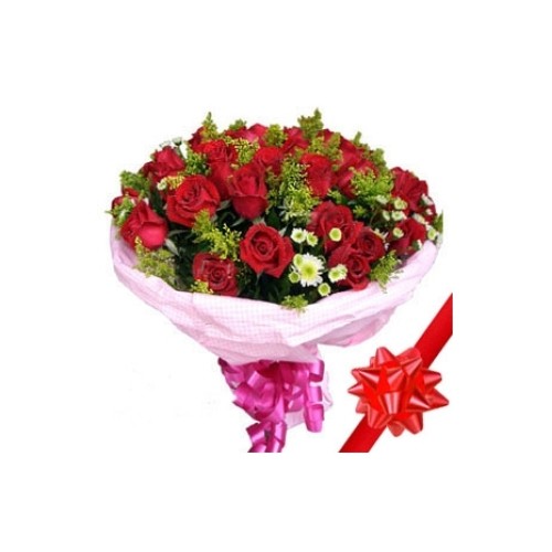 20 Roses with white Daisy Poms#45