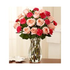 24 Red & Pink Roses in a Vase