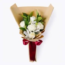 6pcs White Rose In a Bouquet