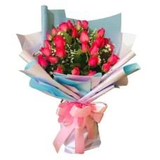 24pcs Hot Pink Rose Bouquet