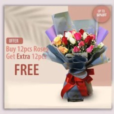 12pcs Mixed Rose Bouquet (Spercial Offer)