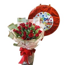 24pcs Red Rose Bouquet And Balloon