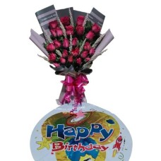 Premium Pink Rose And Balloon