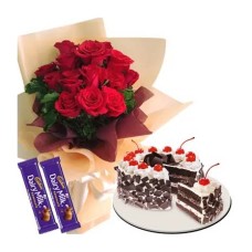 12 Red Roses, Cake & Chocolate