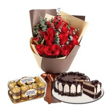 24 Red Roses, Tiramisu Meltdown Cake & 16 Ferrero Box