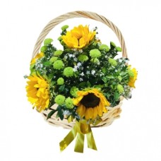 5 Pieces Sunflower in a Basket