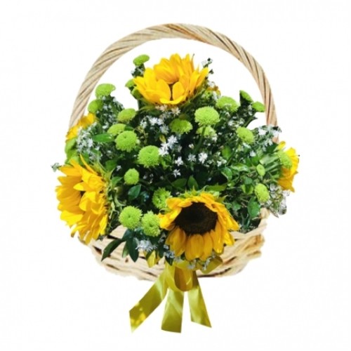 5 Pieces Sunflower in a Basket