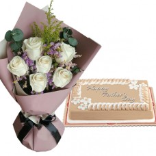 6 Pcs White Rose With Creamy Caramel Dedication Cake by Red Ribbon