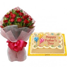 12 Red Rose With Mocha Chiffon Cake By Goldilocks
