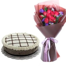 Beautiful Red Rose Bouquet W/ Cookies & Cream Cheesecake
