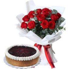 12pcs Red Color Rose With Contis cake