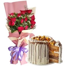 12pcs Red Rose With Contis Cake