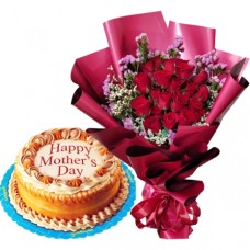 24 Red Rose With Luscious Caramel Cake By Goldilocks