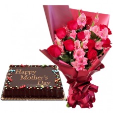 9 Red Roses with Chocolate Dedication Cake by Red Ribbon