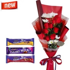 12Pcs Red Rose With Cadbury Chocolate