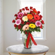 Love Seduction (24 Roses + 10 Gerbera Daisies)