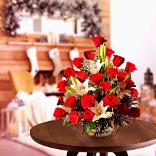 Lovely Holidays (6 Roses + 2 Lilies stems)