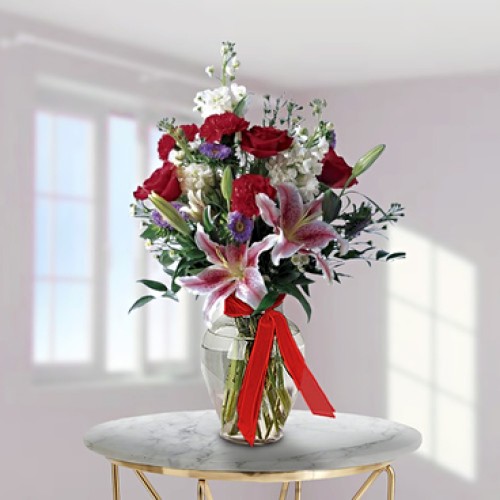 Roses and Lilies (18 Roses)
