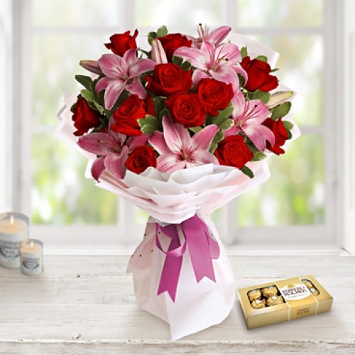 Premium Roses And Lilies (Regular)