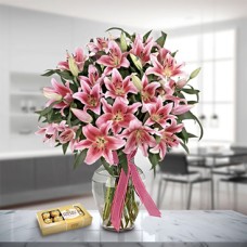 My Sweet Valentine (6 Lily Stems + CHOCOLATES)