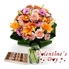 Deep Feeling (12 Gerberas + 3 Lilies + Chocolates)