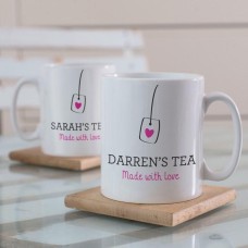 Personalised Set Of 2 Made With Love Tea Mugs