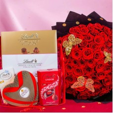 100 Roses with Chocolate Hamper