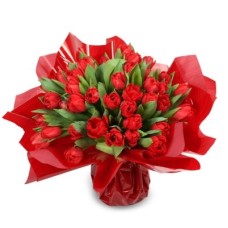 bouquet of red Prudence tulips (Small 21 psc)