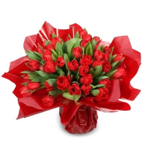 bouquet of red Prudence tulips (Small 21 psc)