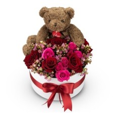 Box of flowers Brown Teddy (Large)
