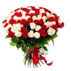Marvelous Red And White Roses Bouquet (Standard)