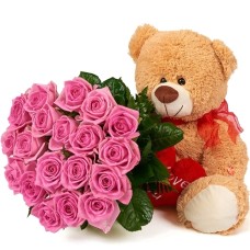 Huggalicious Bear with 19 Roses