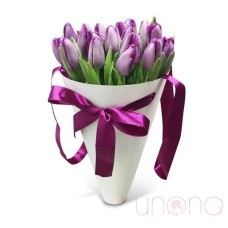 Cone-Shaped Box of Tulips Purple Blush (multicolored)