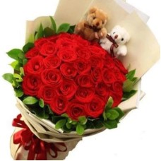 Exclusive Ruby Rose Bouquet with Bears