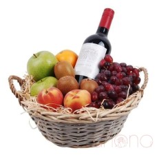 Fruit Basket with Red Wine