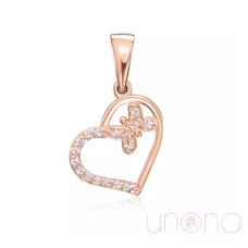 Golden Pendant Heart With Butterfly