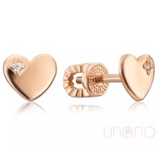 Heart Shape Gold Earrings with Phianite Stines