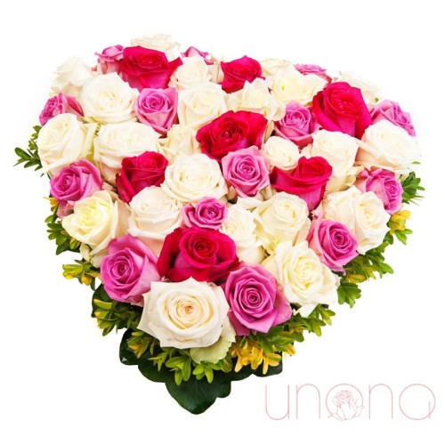 Heart-Shaped Roses Arrangement