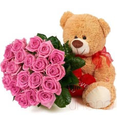 Huggalicious Bear with Roses