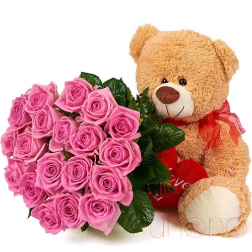 Huggalicious Bear with Roses